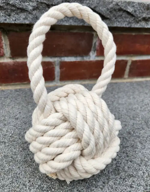 Jumbo Rope Ball // All Natural Cotton Rope Dog Toy - Monkey's Fist Knot - with handle.